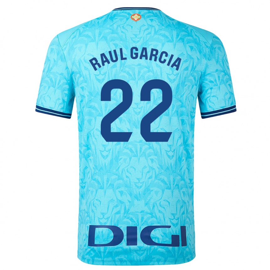 Kinder Fußball Raúl García #22 Himmelblau Auswärtstrikot Trikot 2023/24 T-Shirt Luxemburg