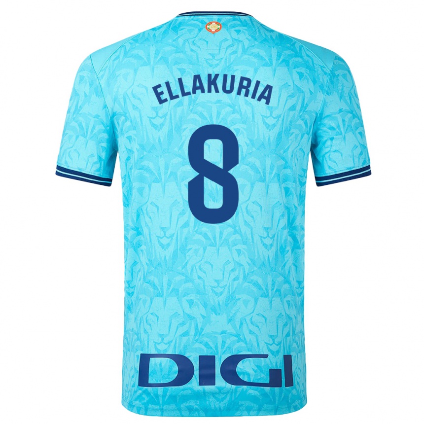 Kinder Fußball Eneko Ellakuria #8 Himmelblau Auswärtstrikot Trikot 2023/24 T-Shirt Luxemburg