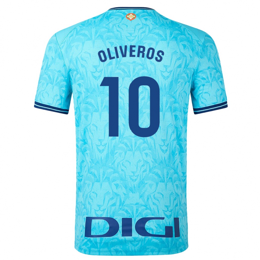 Kinder Fußball Aimar Oliveros #10 Himmelblau Auswärtstrikot Trikot 2023/24 T-Shirt Luxemburg