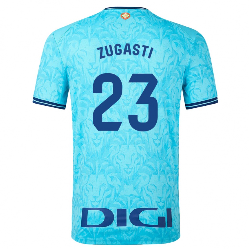 Kinder Fußball Patricia Zugasti Oses #23 Himmelblau Auswärtstrikot Trikot 2023/24 T-Shirt Luxemburg