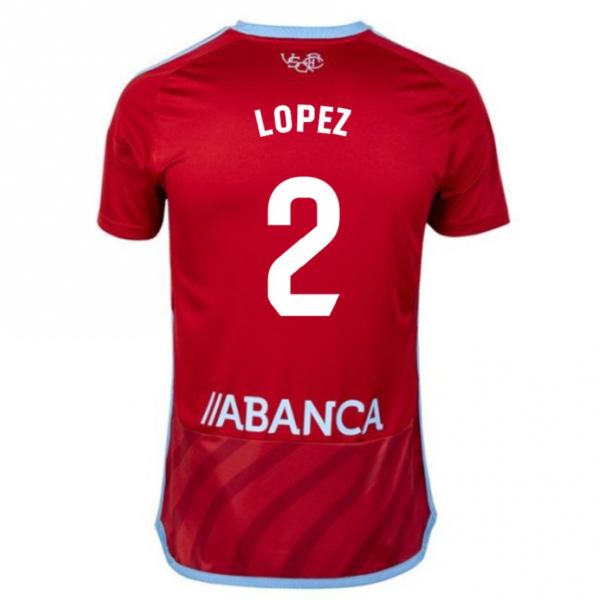 Kinder Fußball Iván López #2 Rot Auswärtstrikot Trikot 2023/24 T-Shirt Luxemburg