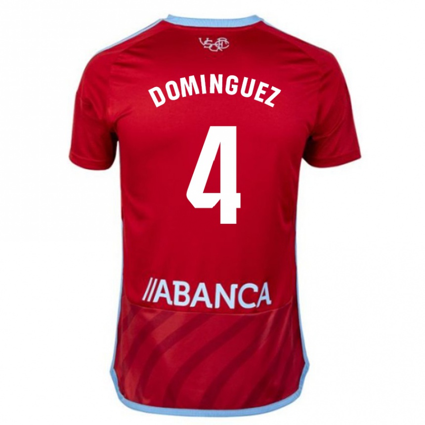Kinder Fußball Javi Domínguez #4 Rot Auswärtstrikot Trikot 2023/24 T-Shirt Luxemburg