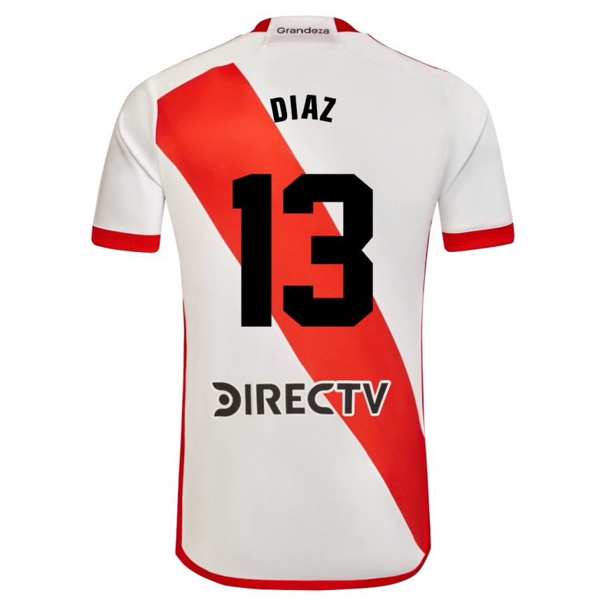 Herren Fußball Enzo Díaz #13 Weiß Rot Heimtrikot Trikot 2023/24 T-Shirt Luxemburg