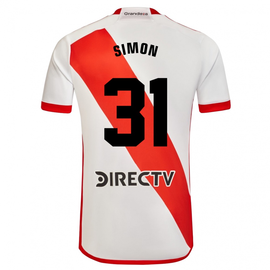 Herren Fußball Santiago Simón #31 Weiß Rot Heimtrikot Trikot 2023/24 T-Shirt Luxemburg
