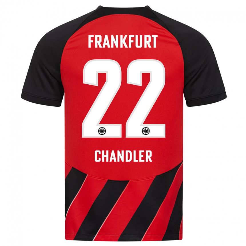 Herren Fußball Timothy Chandler #22 Rot Schwarz Heimtrikot Trikot 2023/24 T-Shirt Luxemburg