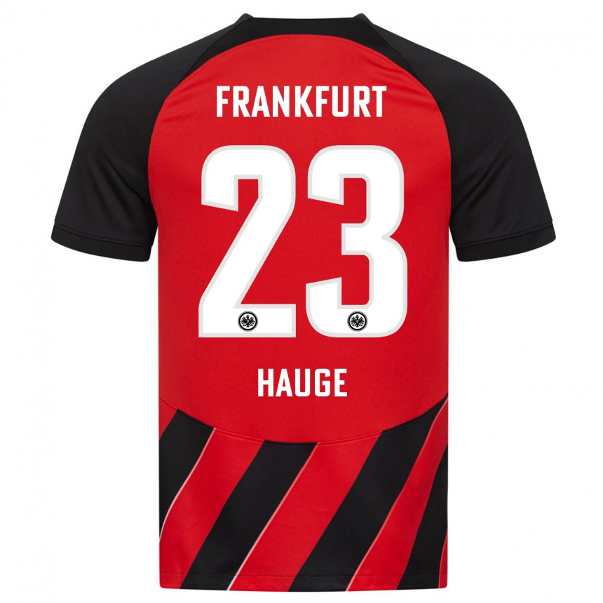 Herren Fußball Jens Petter Hauge #23 Rot Schwarz Heimtrikot Trikot 2023/24 T-Shirt Luxemburg