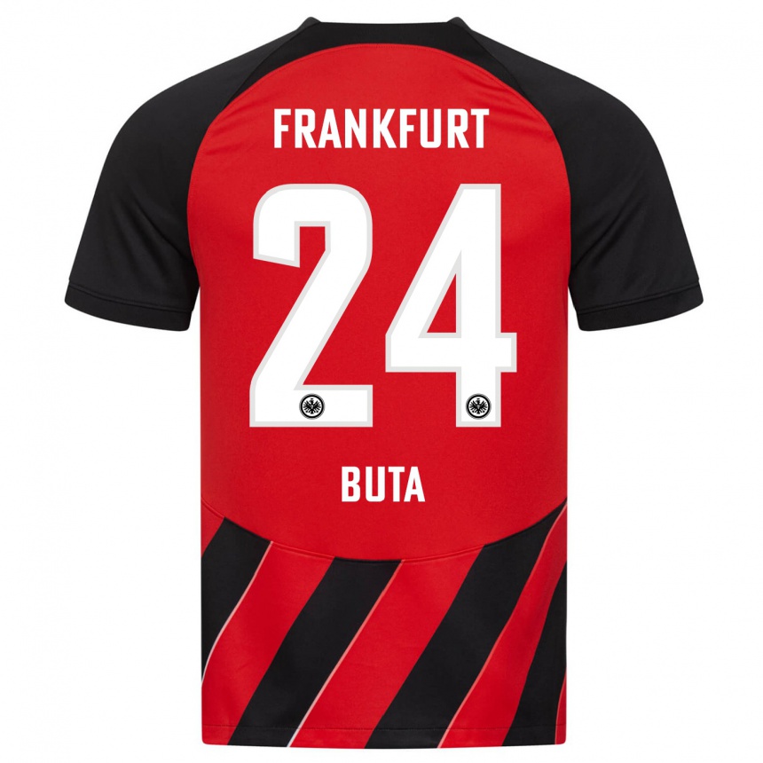 Herren Fußball Aurélio Buta #24 Rot Schwarz Heimtrikot Trikot 2023/24 T-Shirt Luxemburg