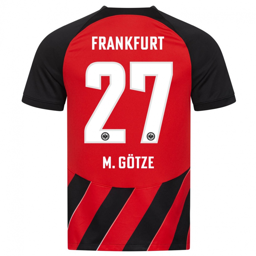 Herren Fußball Mario Götze #27 Rot Schwarz Heimtrikot Trikot 2023/24 T-Shirt Luxemburg