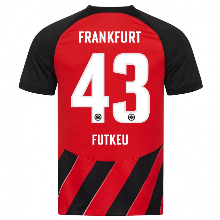 Herren Fußball Noel Futkeu #43 Rot Schwarz Heimtrikot Trikot 2023/24 T-Shirt Luxemburg