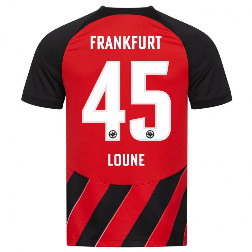 Herren Fußball Mehdi Loune #45 Rot Schwarz Heimtrikot Trikot 2023/24 T-Shirt Luxemburg