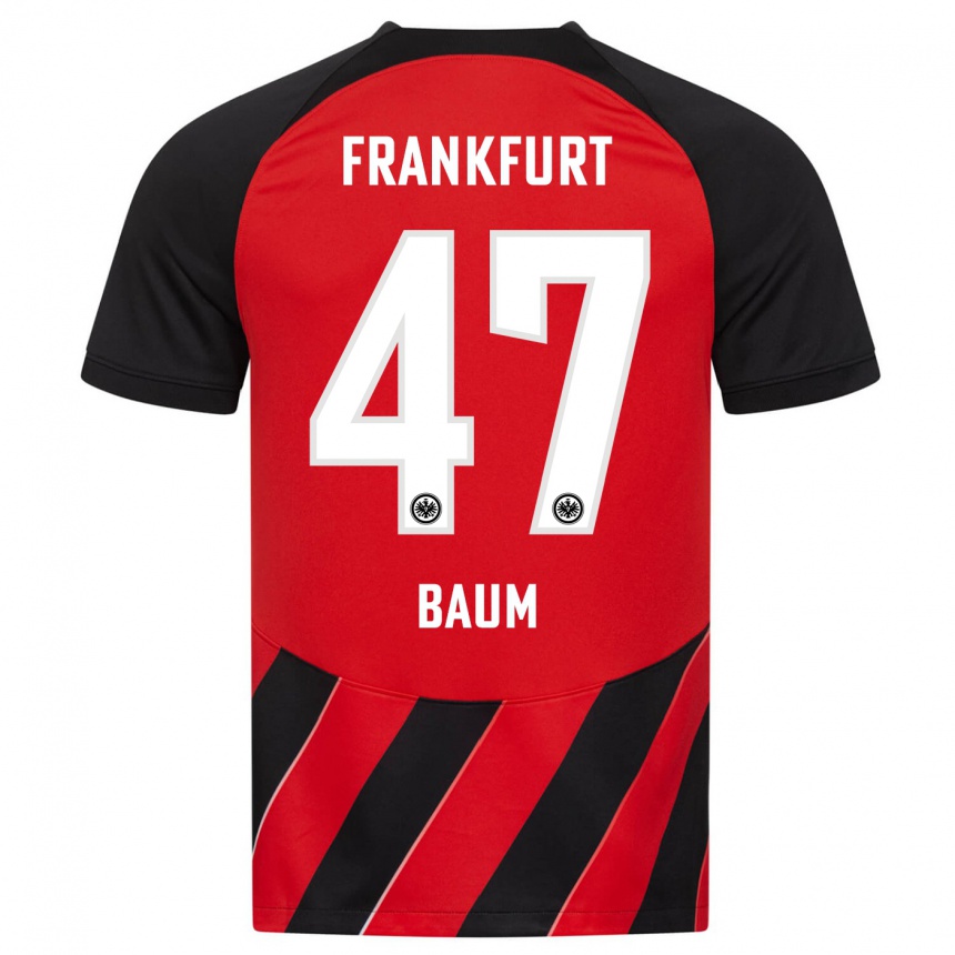 Herren Fußball Elias Baum #47 Rot Schwarz Heimtrikot Trikot 2023/24 T-Shirt Luxemburg