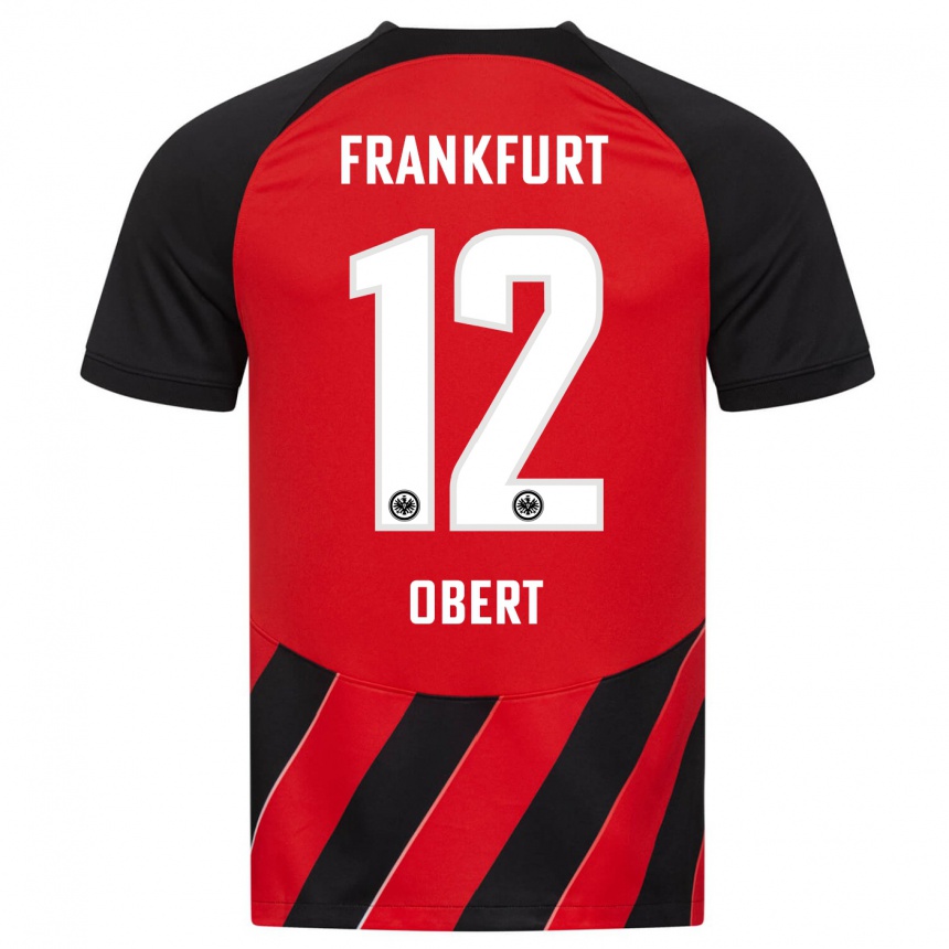 Herren Fußball Yuriy Obert #12 Rot Schwarz Heimtrikot Trikot 2023/24 T-Shirt Luxemburg