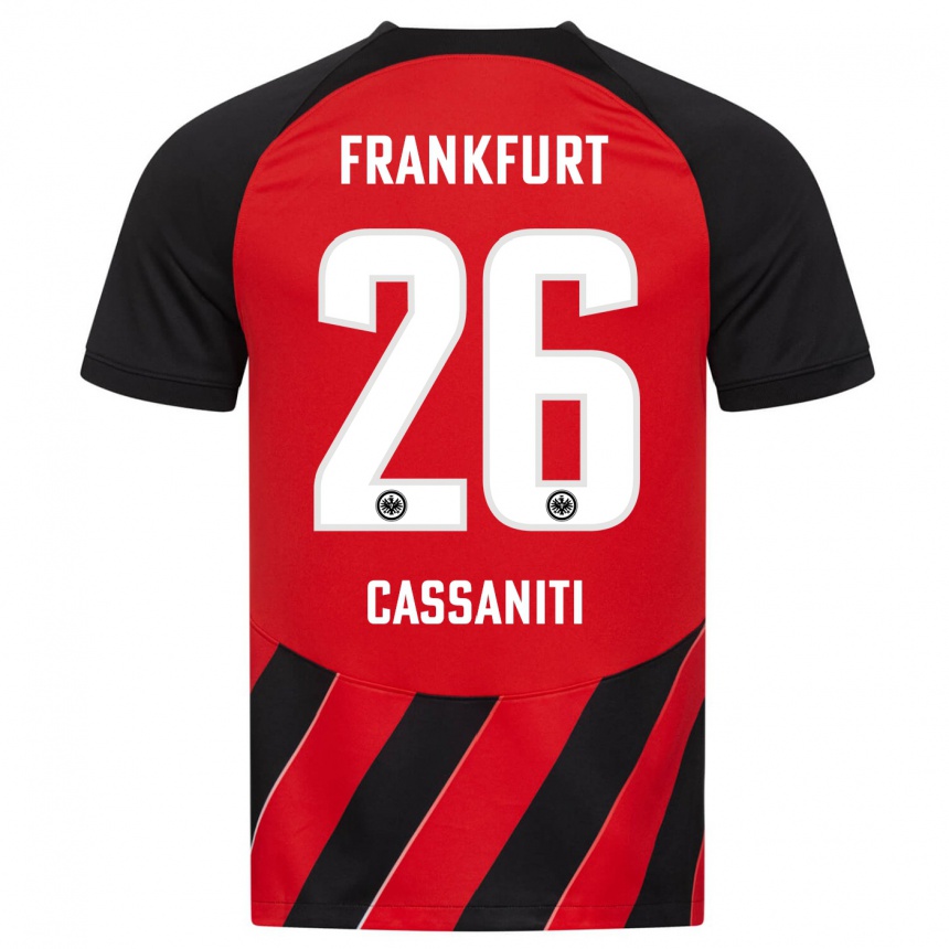 Herren Fußball Nino Cassaniti #26 Rot Schwarz Heimtrikot Trikot 2023/24 T-Shirt Luxemburg