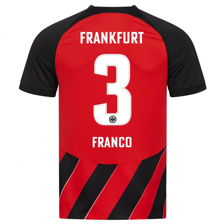 Herren Fußball Giuseppe Franco #3 Rot Schwarz Heimtrikot Trikot 2023/24 T-Shirt Luxemburg