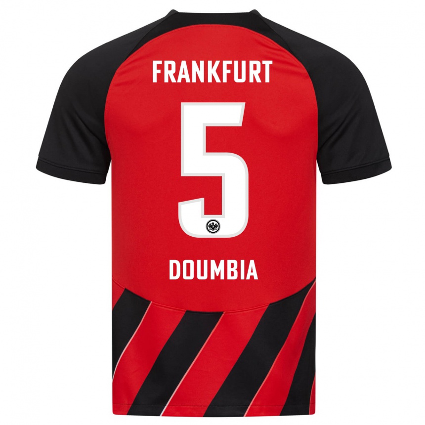 Herren Fußball Fousseny Doumbia #5 Rot Schwarz Heimtrikot Trikot 2023/24 T-Shirt Luxemburg