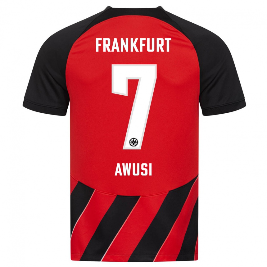 Herren Fußball Junior Awusi #7 Rot Schwarz Heimtrikot Trikot 2023/24 T-Shirt Luxemburg