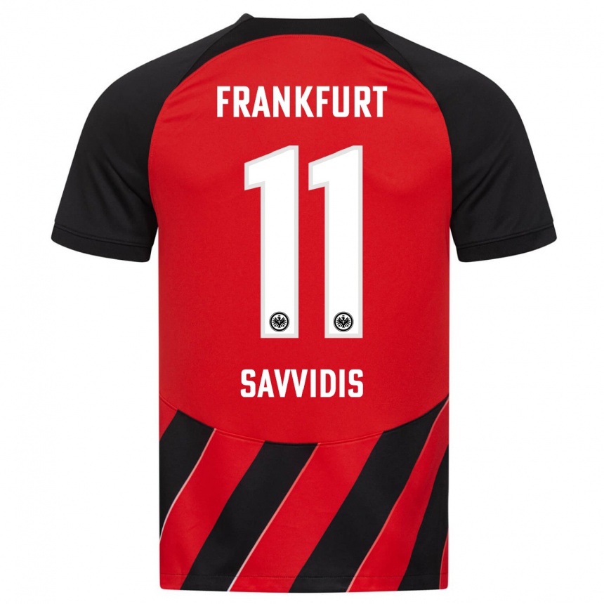 Herren Fußball Rafail Savvidis #11 Rot Schwarz Heimtrikot Trikot 2023/24 T-Shirt Luxemburg