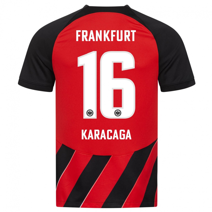 Herren Fußball Tom Karacaga #16 Rot Schwarz Heimtrikot Trikot 2023/24 T-Shirt Luxemburg