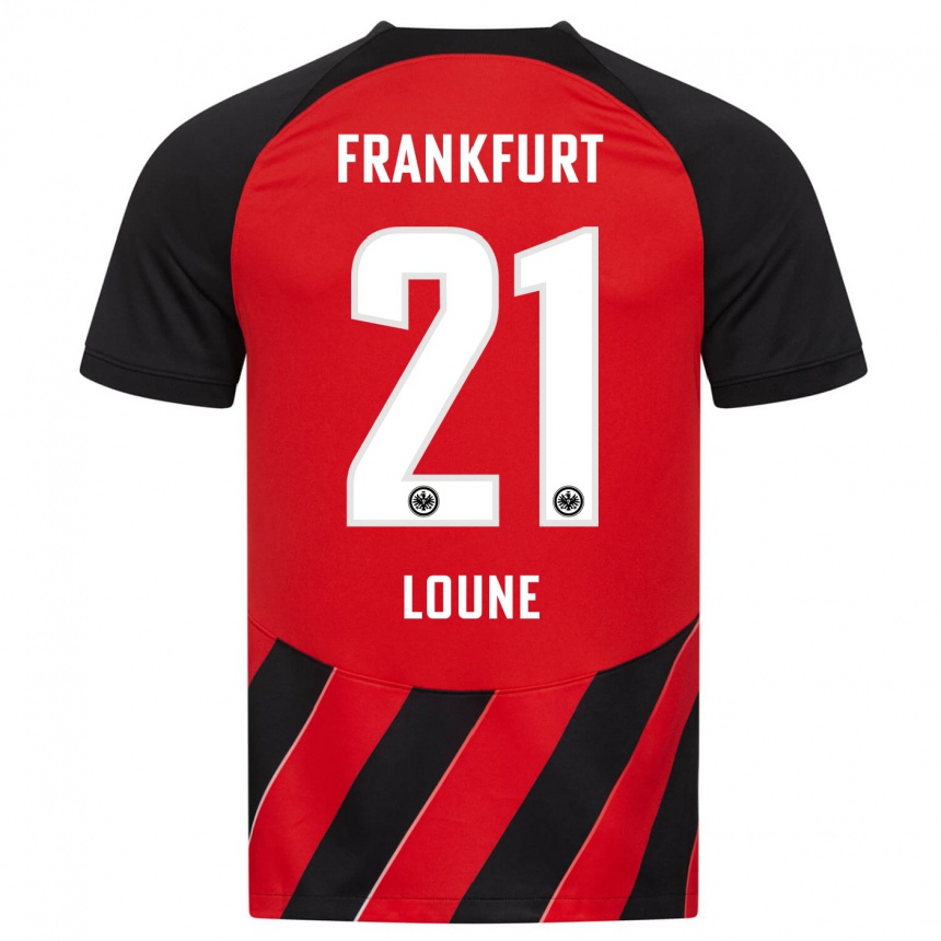 Herren Fußball Adam Loune #21 Rot Schwarz Heimtrikot Trikot 2023/24 T-Shirt Luxemburg