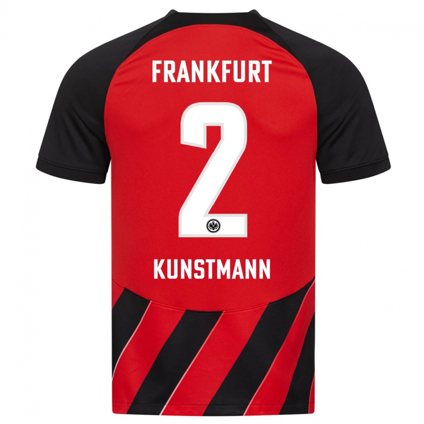 Herren Fußball Kelvin Kunstmann #2 Rot Schwarz Heimtrikot Trikot 2023/24 T-Shirt Luxemburg