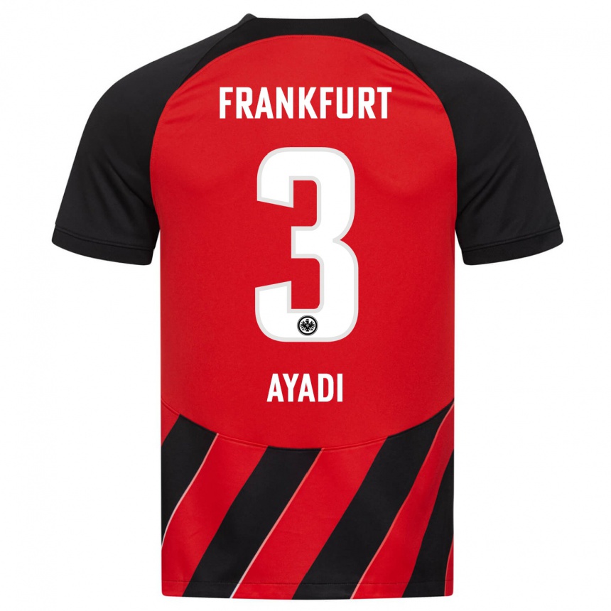 Herren Fußball Akram Ayadi #3 Rot Schwarz Heimtrikot Trikot 2023/24 T-Shirt Luxemburg