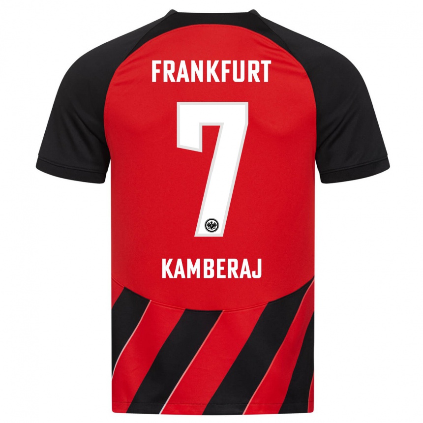 Herren Fußball Donart Kamberaj #7 Rot Schwarz Heimtrikot Trikot 2023/24 T-Shirt Luxemburg