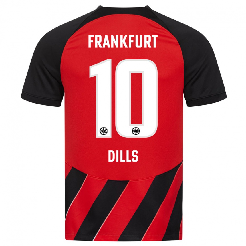 Herren Fußball Marvin Dills #10 Rot Schwarz Heimtrikot Trikot 2023/24 T-Shirt Luxemburg