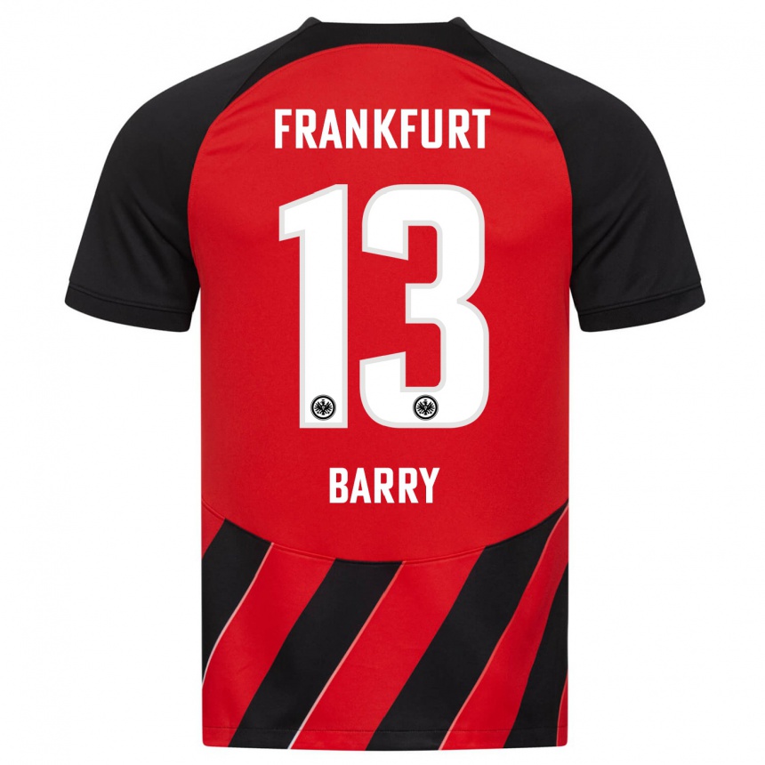 Herren Fußball Jasha Barry #13 Rot Schwarz Heimtrikot Trikot 2023/24 T-Shirt Luxemburg