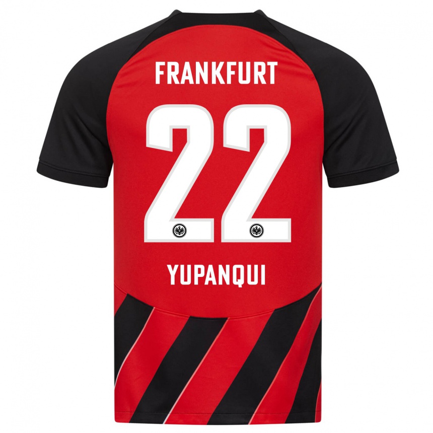 Herren Fußball Philipp Eisele Yupanqui #22 Rot Schwarz Heimtrikot Trikot 2023/24 T-Shirt Luxemburg