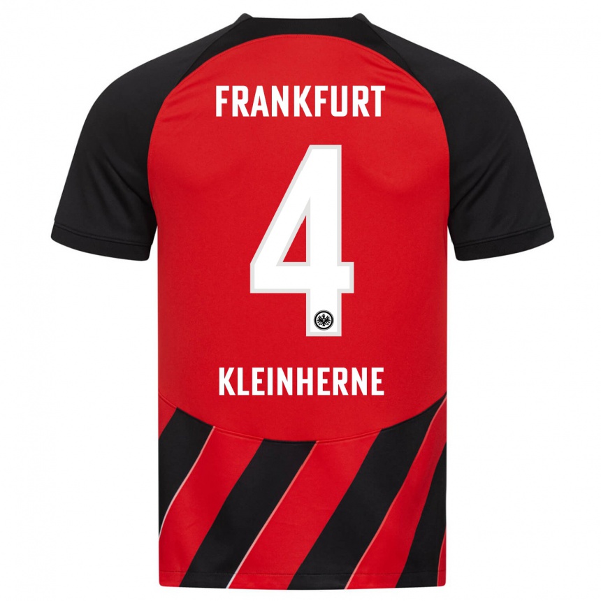 Herren Fußball Sophia Kleinherne #4 Rot Schwarz Heimtrikot Trikot 2023/24 T-Shirt Luxemburg