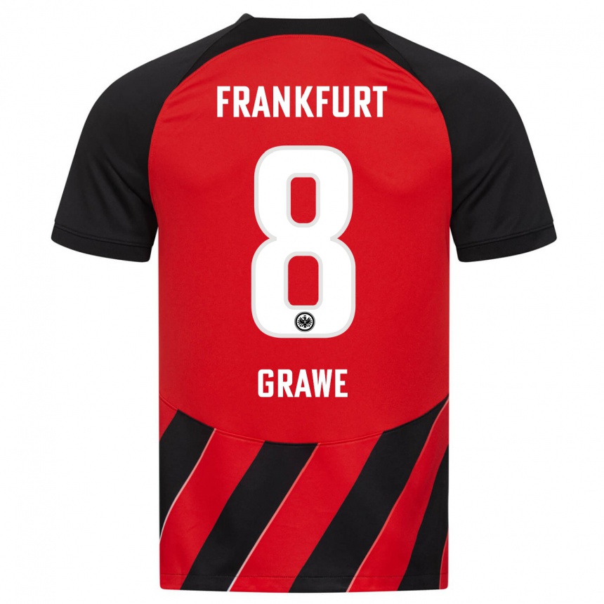 Herren Fußball Lisanne Gräwe #8 Rot Schwarz Heimtrikot Trikot 2023/24 T-Shirt Luxemburg