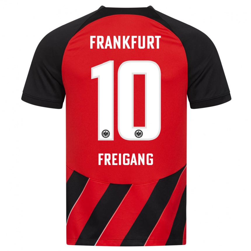 Herren Fußball Laura Freigang #10 Rot Schwarz Heimtrikot Trikot 2023/24 T-Shirt Luxemburg