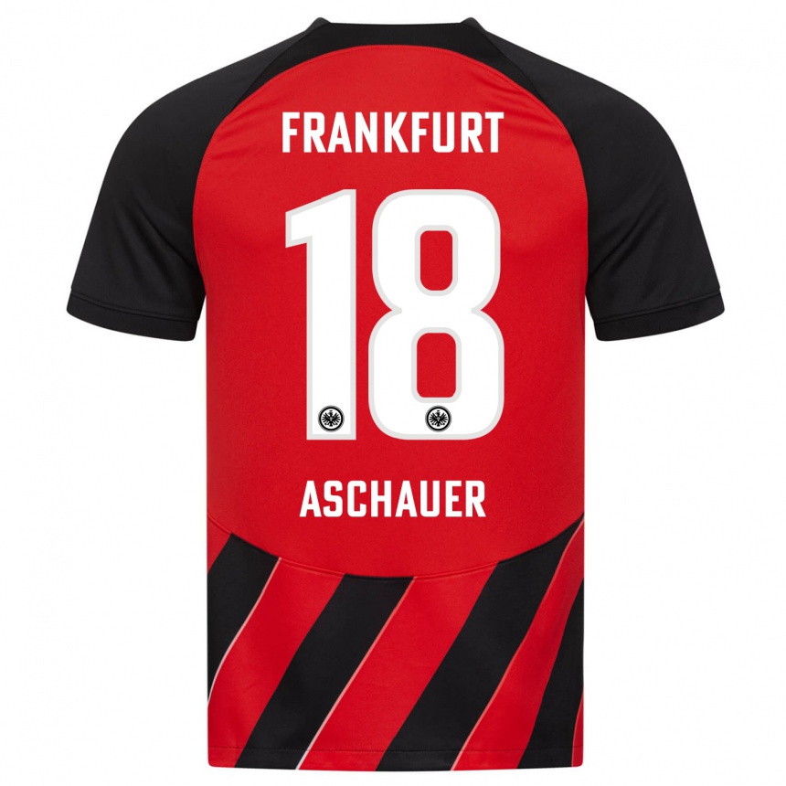 Herren Fußball Verena Aschauer Hanshaw #18 Rot Schwarz Heimtrikot Trikot 2023/24 T-Shirt Luxemburg