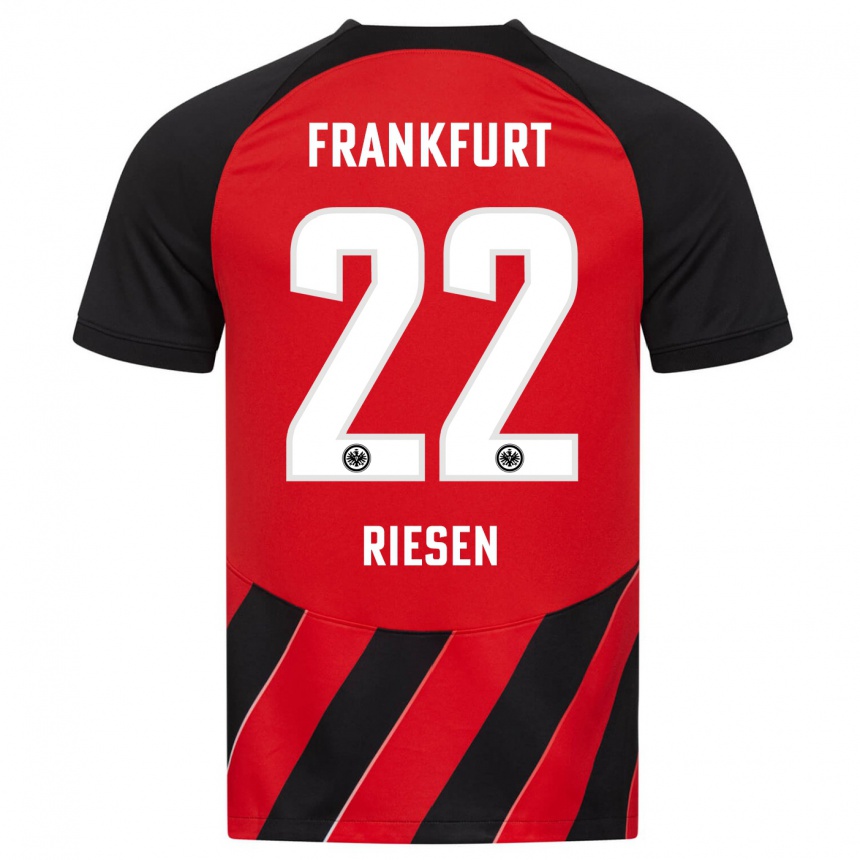 Herren Fußball Nadine Riesen #22 Rot Schwarz Heimtrikot Trikot 2023/24 T-Shirt Luxemburg