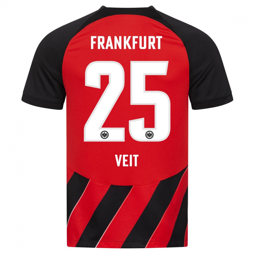 Herren Fußball Jella Veit #25 Rot Schwarz Heimtrikot Trikot 2023/24 T-Shirt Luxemburg