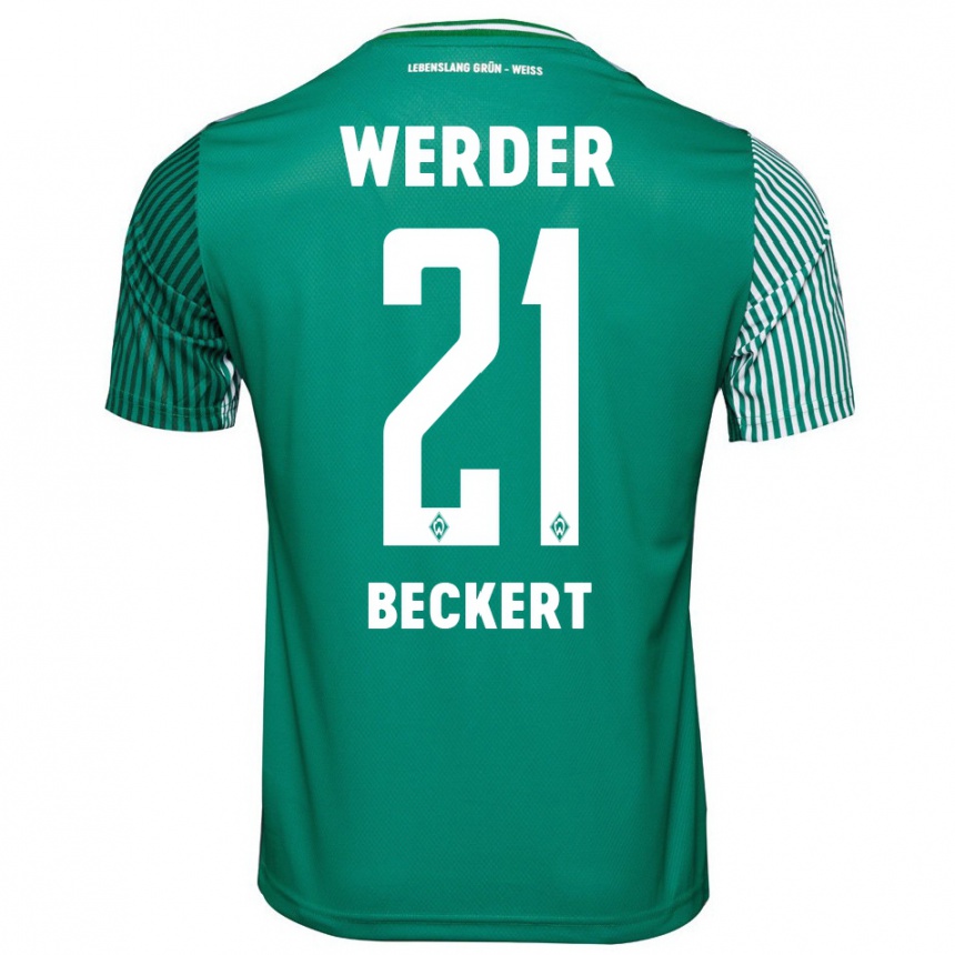 Herren Fußball Jonathan Beckert #21 Grün Heimtrikot Trikot 2023/24 T-Shirt Luxemburg