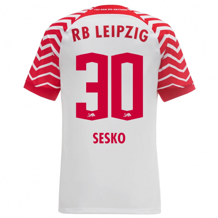 Herren Fußball Benjamin Sesko #30 Weiß Heimtrikot Trikot 2023/24 T-Shirt Luxemburg