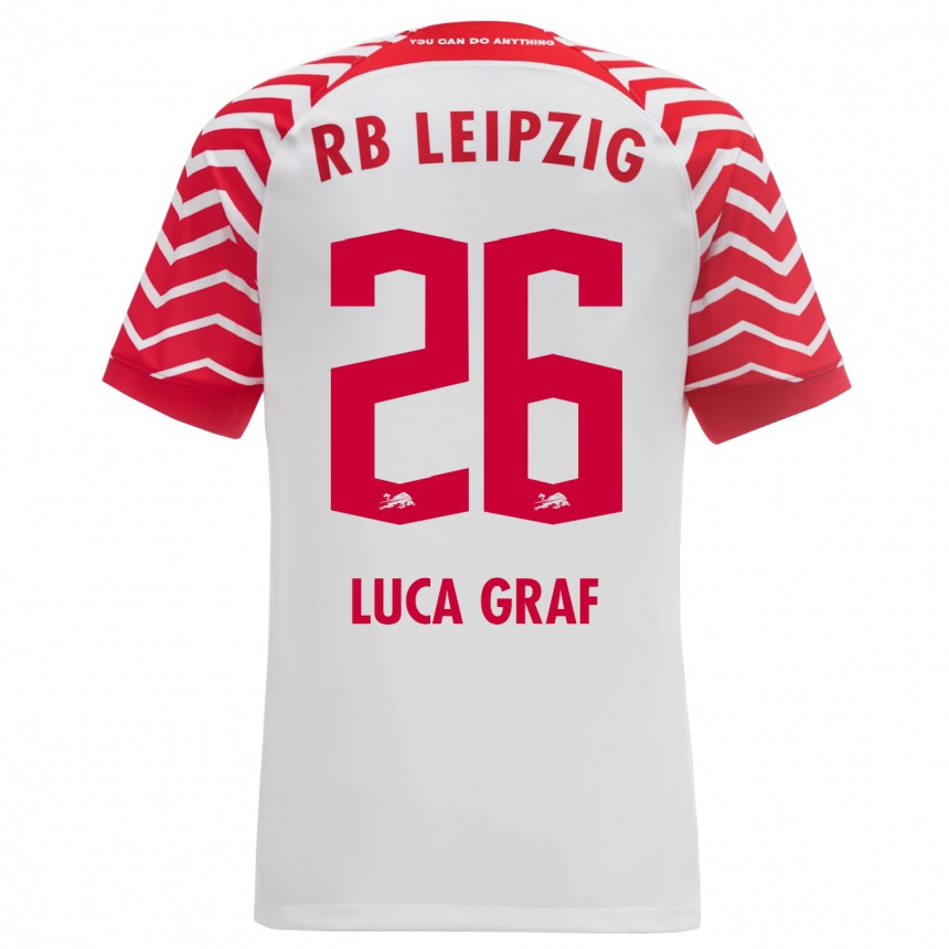 Herren Fußball Luca Marie Graf #26 Weiß Heimtrikot Trikot 2023/24 T-Shirt Luxemburg