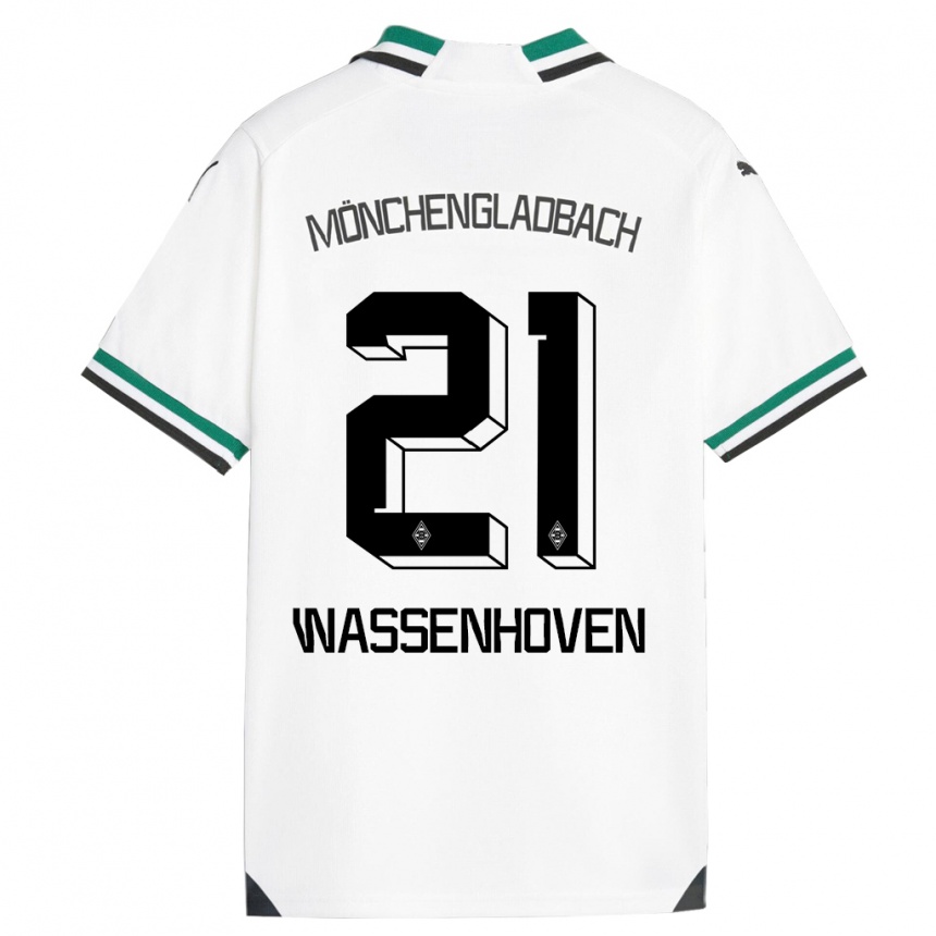 Herren Fußball Michelle Wassenhoven #21 Weiß Grün Heimtrikot Trikot 2023/24 T-Shirt Luxemburg