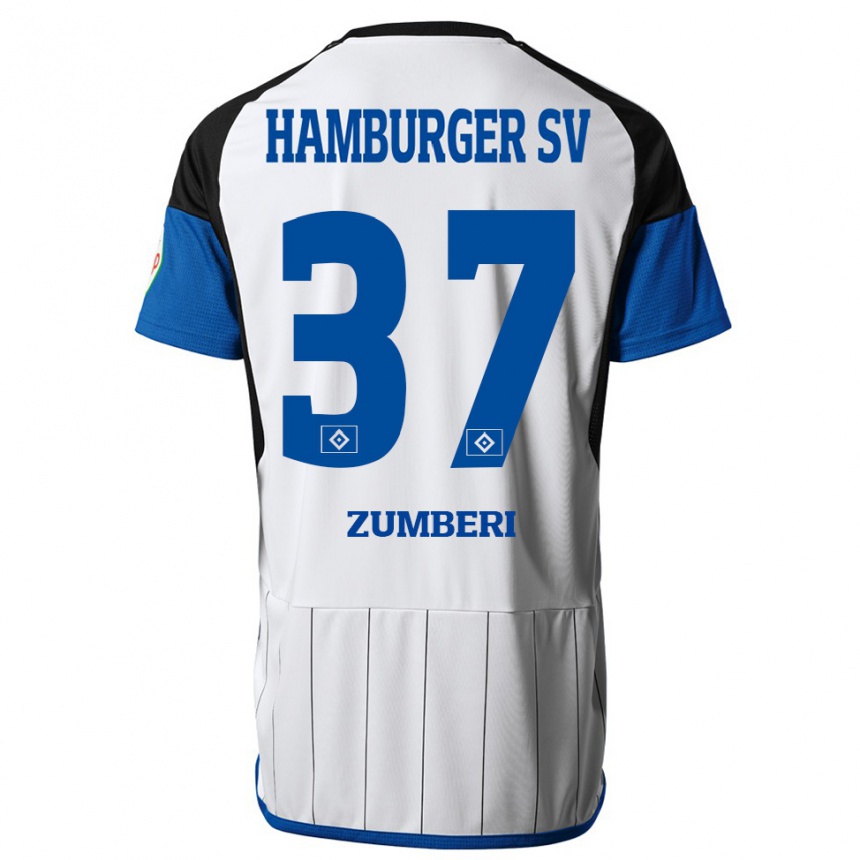 Herren Fußball Valon Zumberi #37 Weiß Heimtrikot Trikot 2023/24 T-Shirt Luxemburg