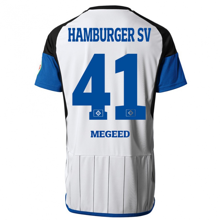 Herren Fußball Omar Megeed #41 Weiß Heimtrikot Trikot 2023/24 T-Shirt Luxemburg