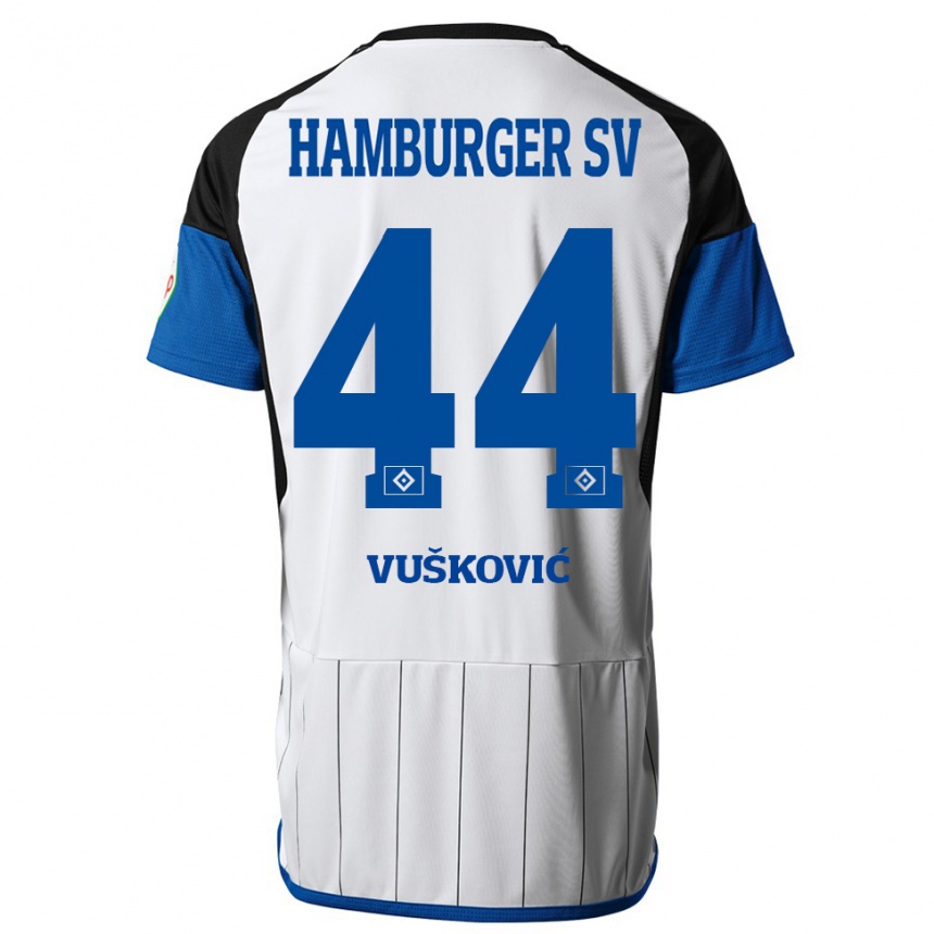 Herren Fußball Mario Vuskovic #44 Weiß Heimtrikot Trikot 2023/24 T-Shirt Luxemburg