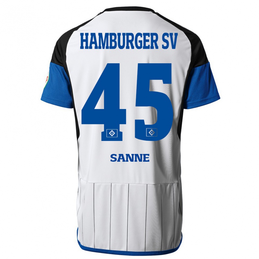 Herren Fußball Tom Sanne #45 Weiß Heimtrikot Trikot 2023/24 T-Shirt Luxemburg