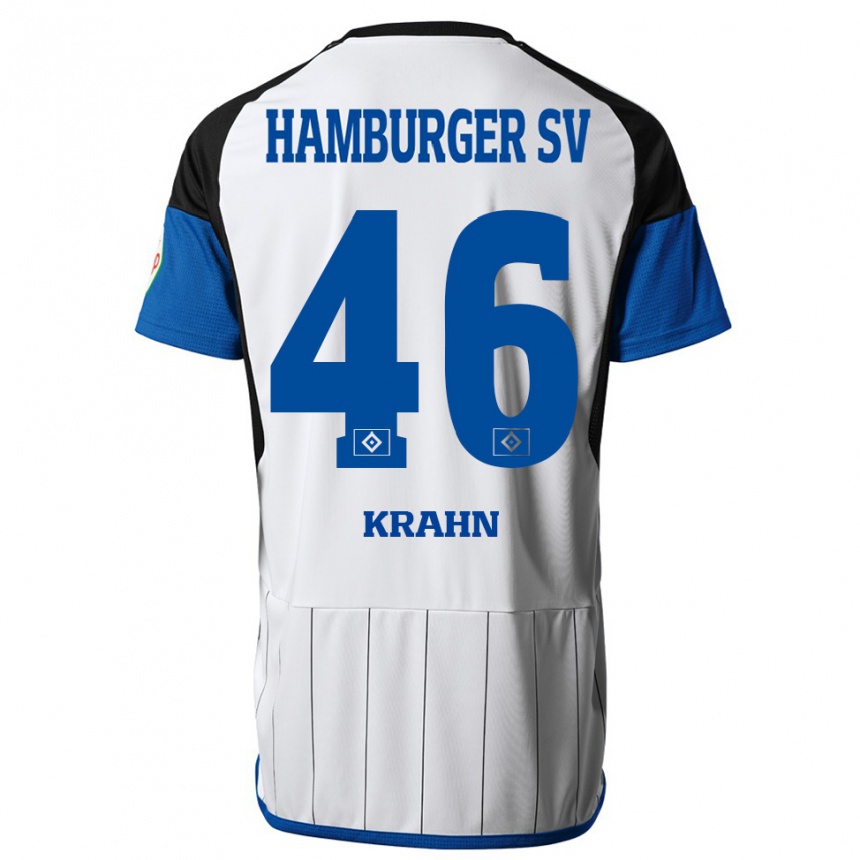 Herren Fußball Elijah Krahn #46 Weiß Heimtrikot Trikot 2023/24 T-Shirt Luxemburg