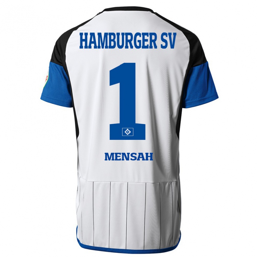 Herren Fußball Steven Mensah #1 Weiß Heimtrikot Trikot 2023/24 T-Shirt Luxemburg