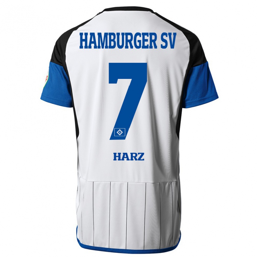 Herren Fußball Theo Harz #7 Weiß Heimtrikot Trikot 2023/24 T-Shirt Luxemburg