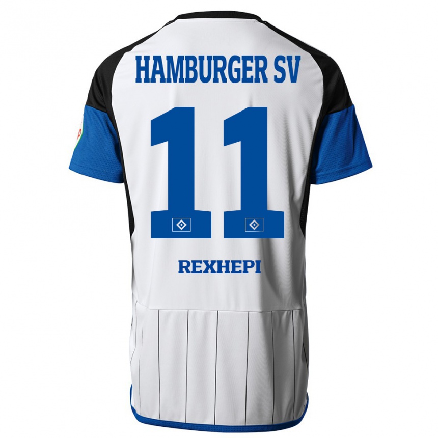 Herren Fußball Arlind Rexhepi #11 Weiß Heimtrikot Trikot 2023/24 T-Shirt Luxemburg