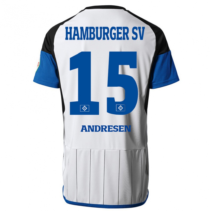 Herren Fußball Bent Andresen #15 Weiß Heimtrikot Trikot 2023/24 T-Shirt Luxemburg