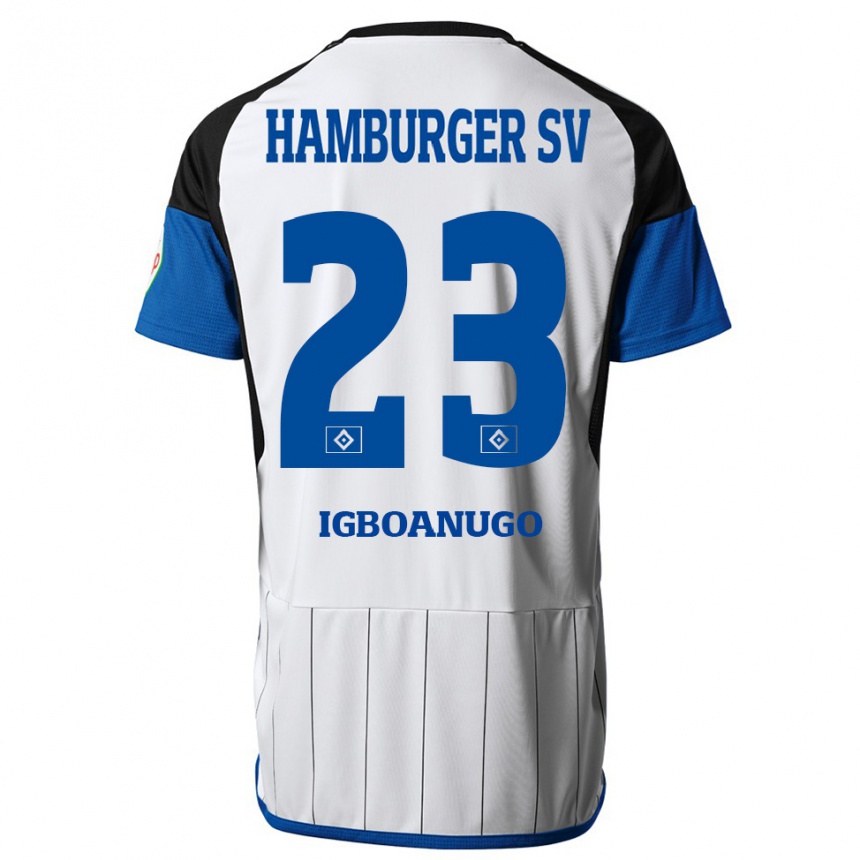 Herren Fußball David Igboanugo #23 Weiß Heimtrikot Trikot 2023/24 T-Shirt Luxemburg