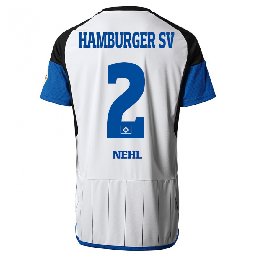 Herren Fußball Julius Nehl #2 Weiß Heimtrikot Trikot 2023/24 T-Shirt Luxemburg
